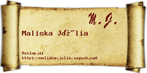 Maliska Júlia névjegykártya